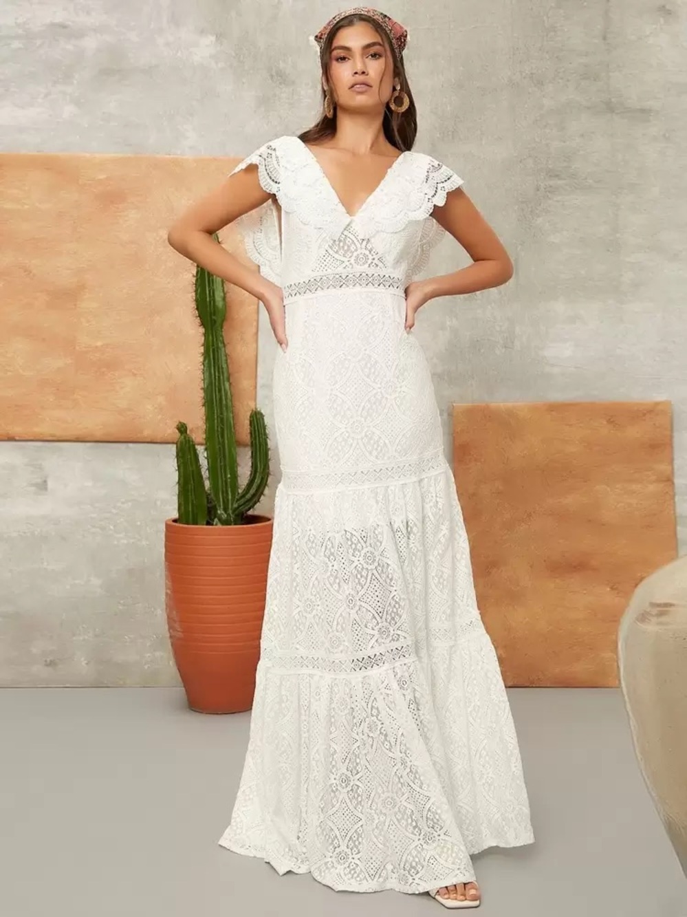 NWOT White Guipure Lace Wedding Dress 2